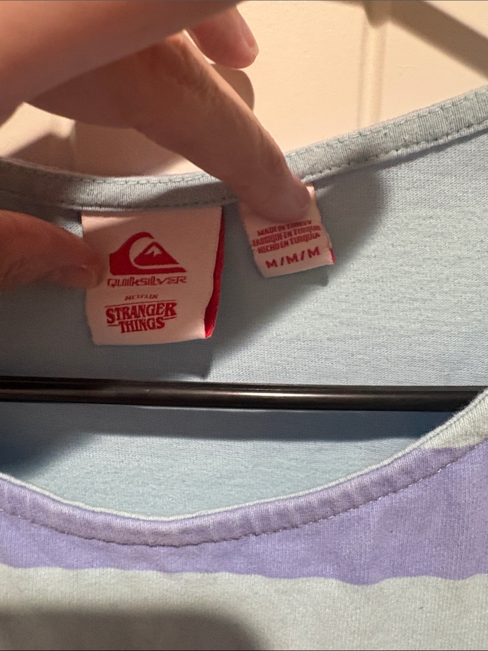 Quiksilver Short Sleeve Striped Tee in Light Blue & Lavender - Picture 3 of 4